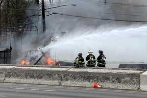 Trucker Escapes Burning Wreck, Downed Wires Close Route 17 Both Ways In Paramus