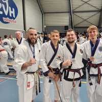 <p>Edgardo Moran, far left, placed first in two components, and third in another, at an international MMA competition in the Netherlands.</p>