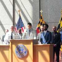 <p>City officials announcing the latest arrests.</p>