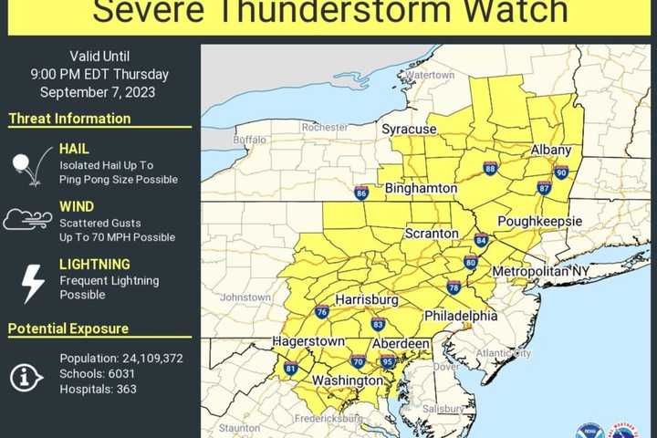 Severe Thunderstorm Watch In Effect For Much Of Eastern NY