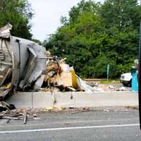 <p>At the scene of the wreck on Route 17 in Mahwah on Friday, Sept. 8.</p>