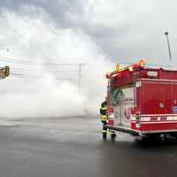 <p>Smoke billowed across Route 46 across from Teterboro Airport.</p>