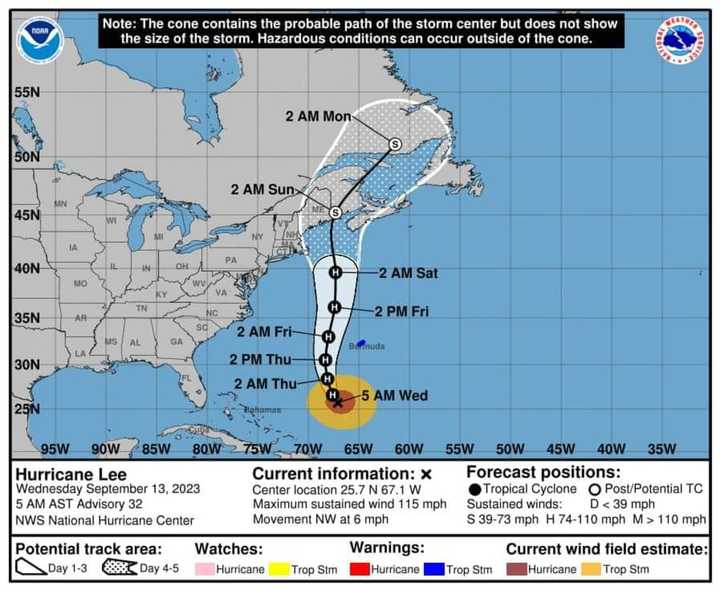 Hurricane Lee Track Shifts Threat To Northeast Grows, Chance Of New