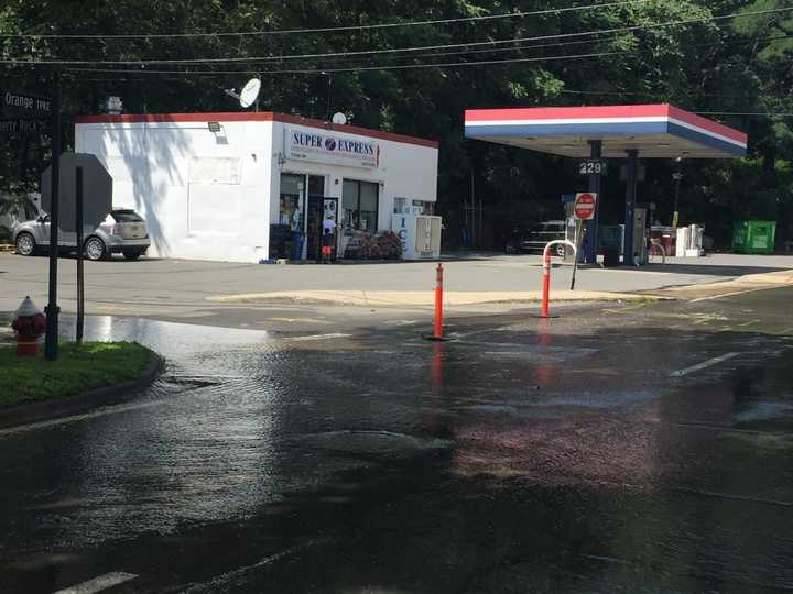 The Orange Turnpike was blocked following a water main break.