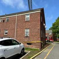 <p>At the scene of the crash at the Boulevard Apartments in Hasbrouck Heights.</p>