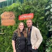 <p>Nicole Florio, of West Hempstead, pictured with David Beckham at the Roosevelt Field Mall in Garden City on Thursday, Oct. 12.</p>