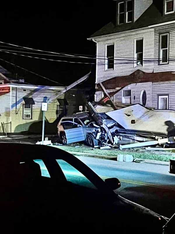 Car Sheers Off Utility Pole, Slams Into Apartment Building In Highspire: Police