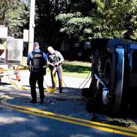 <p>A KIA Telluride landed on its side when a Honda Pilot collided with it in Paramus on Friday the 13th.</p>