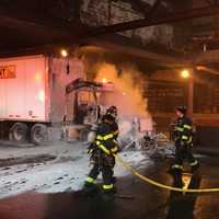 <p>Firefighters doused the flames.</p>