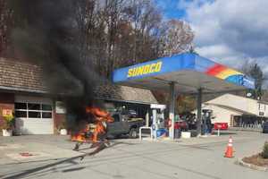 Car Bursts Into Flames At Gas Station In Somers