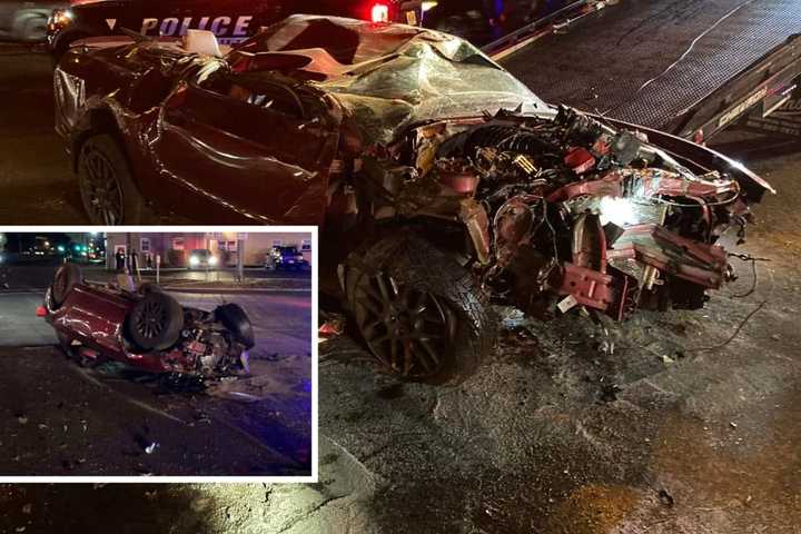 Photos Show Overturned, Wrecked Car In Perplexing Cherry Hill Crash