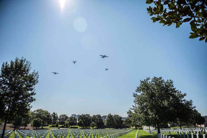 TODAY: US Military Flyover At Arlington National Cemetery