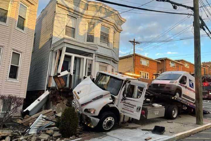 Downhill Tow Truck Slams Into North Bergen Home