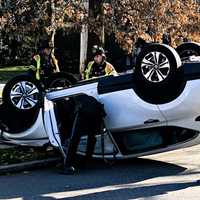 <p>The girl, 16, hit a stopped car and a tree before the Honda CR-V rolled off the corner of Maple Avenue and Rodney Street in Glen Rock, authorities said.</p>