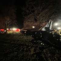 <p>The scene of the tractor-trailer crash off of Interstate 81.</p>