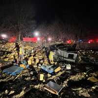 <p>The scene of the tractor-trailer crash off of Interstate 81.</p>