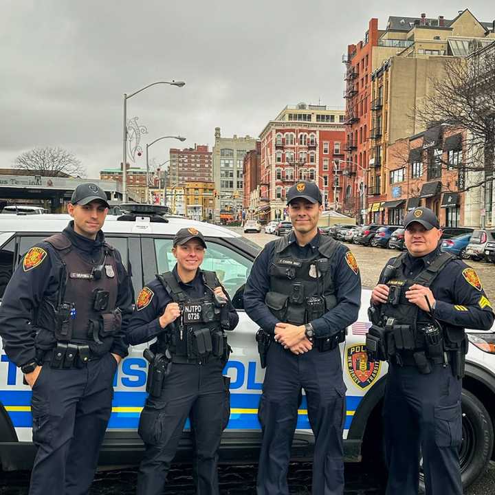 NJ Transit Police helped save a person in distress in Hoboken.