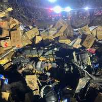 <p>The scene of the tractor-trailer crash off of Interstate 81.</p>