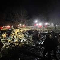 <p>The scene of the tractor-trailer crash off of Interstate 81.</p>