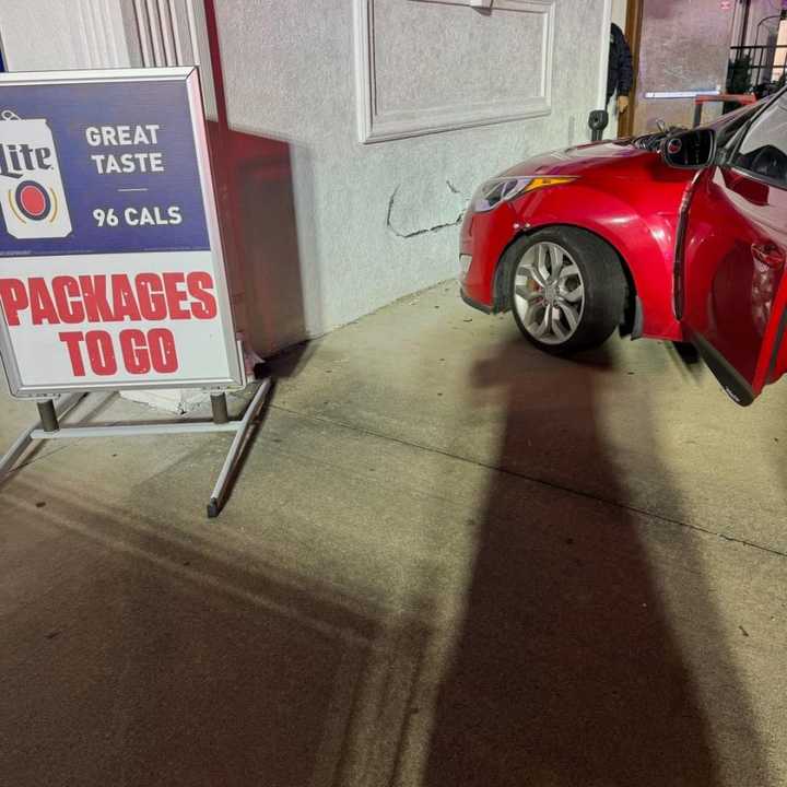 A car crashed into a gentlemen's club in Hampton.