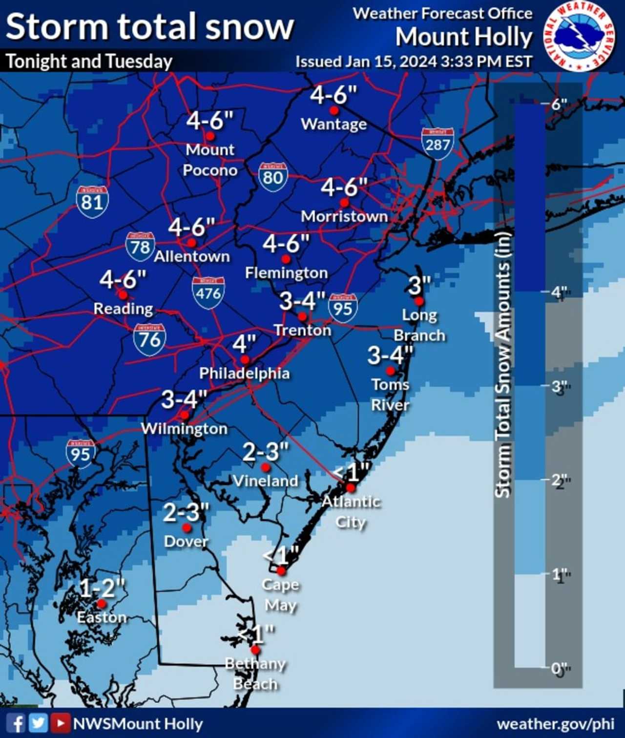 Six Inches Of Snow Could Slam Parts Of Nj Pa Latest Forecast Timing Updates Warren 