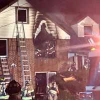 <p>At the scene of the Van Buskirk Road fire in Teaneck.</p>