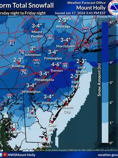 4 To 6 Inches Of Snow Could Fall Across NJ, PA, New Weather Map Shows