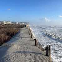 <p>High surf inundating the shore of North Wildwood, NJ.</p>