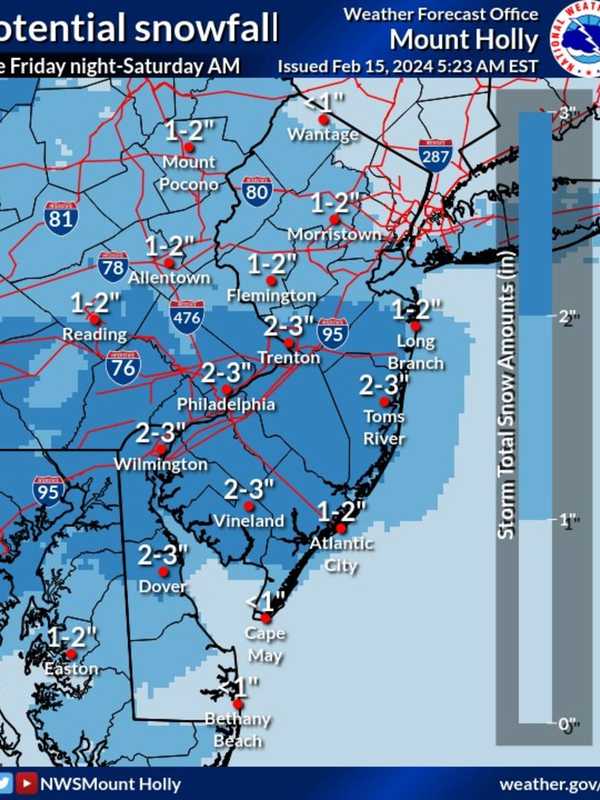1 To 3 Inches Of Snow Expected In New Storm Nearing NJ, PA