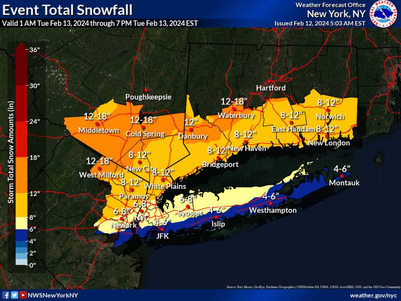 Projected Snowfall Totals Increase For Long Island New Storm Forecast