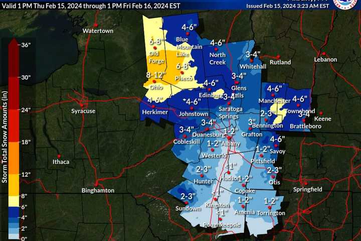 New Snowfall Map: Some Spots In Region Could See Up To Half-Foot From Quick-Moving Storm