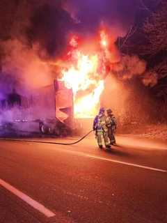 Tractor Trailer Erupts In Flames On Route 78