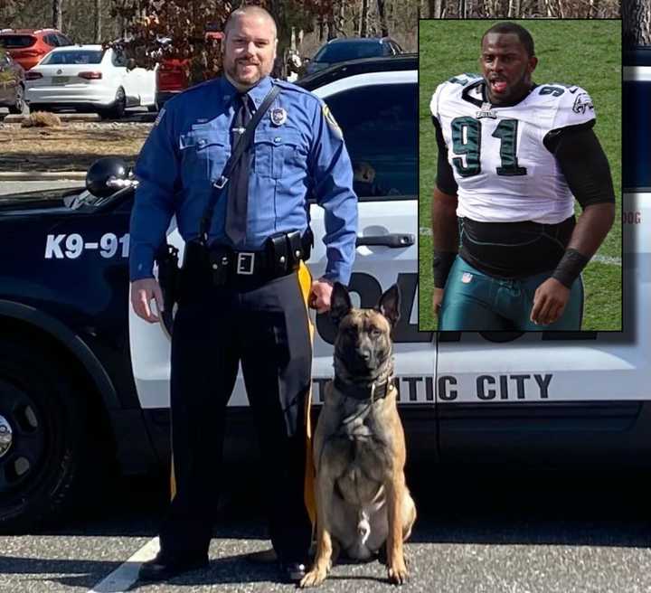 Philadelphia Eagles defensive tackle Fletcher Cox donated a K9 dog officer to the Atlantic City (NJ) Police Department.