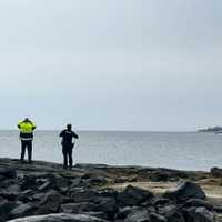 <p>Westport firefighters searching for stranded members of the rowing club.&nbsp;</p>