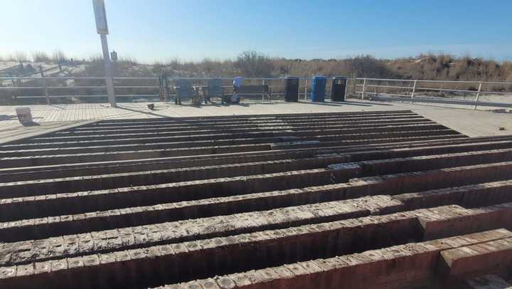 Repairs to the boardwalk in Atlantic City, NJ.