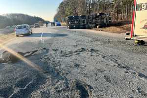 Overturned Dump Truck Shuts Route 18