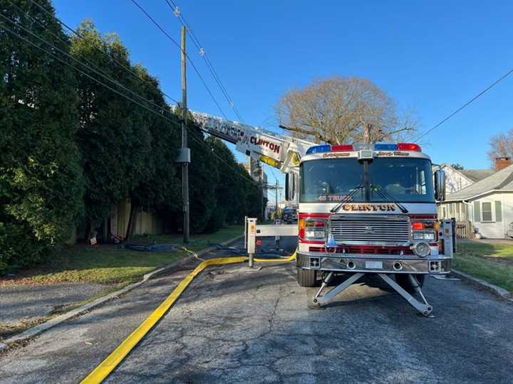 Firefighters on the scene of a two-alarm fire in Bloomsbury.