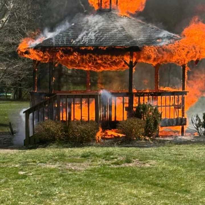 A gazebo was engulfed in flames in High Bridge.