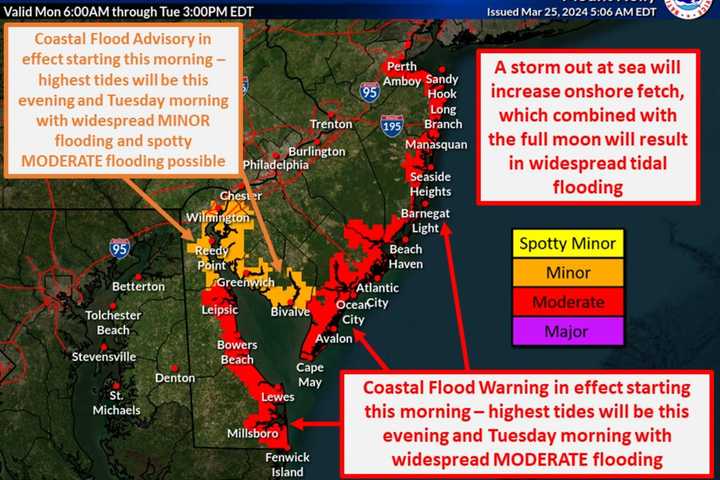 Coastal Flood Warning In Effect For Jersey Shore Due To Offshore Storm, Full Moon