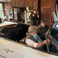 <p>Letterman and Bealle in the Cadillac.&nbsp;</p>