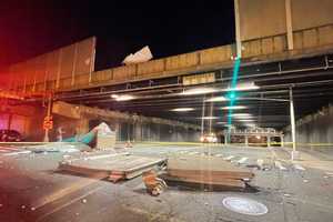 NJ Turnpike Crash Damages Elizabeth Overpass Sending Debris Onto Streets Below, Officials Say