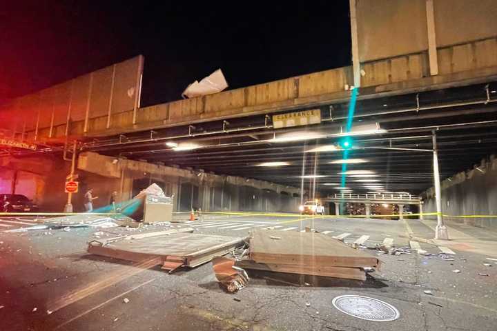 NJ Turnpike Crash Damages Elizabeth Overpass Sending Debris Onto Streets Below, Officials Say