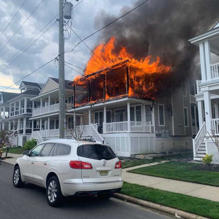 A house fire on Simpson Avenue in Ocean City, NJ, on Monday, Apr. 15, 2024.