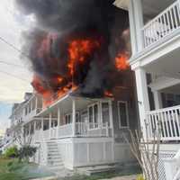 <p>A house fire on Simpson Avenue in Ocean City, NJ, on Monday, Apr. 15, 2024.</p>