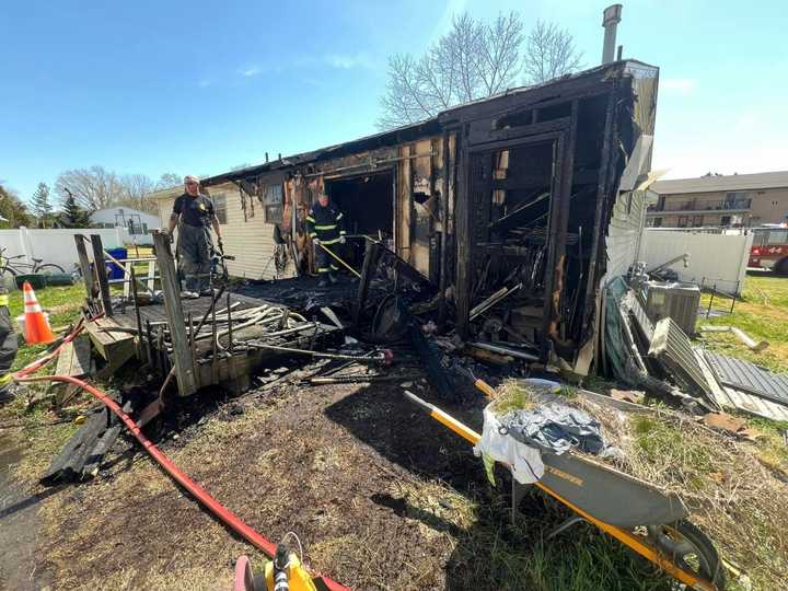 A house damaged by fire in Somers Point, NJ, on Sunday, Apr. 14, 2024.