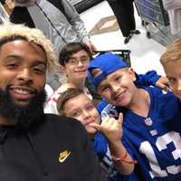 <p>Odell Beckham Jr. snapped selfies with shoppers in Wallington Friday.</p>