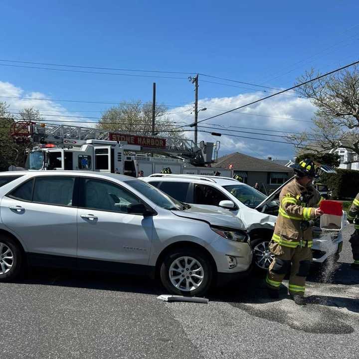 A crash at the intersection of 103rd Street and Second Avenue in Stone Harbor, NJ, on Wednesday, Apr. 25, 2024.