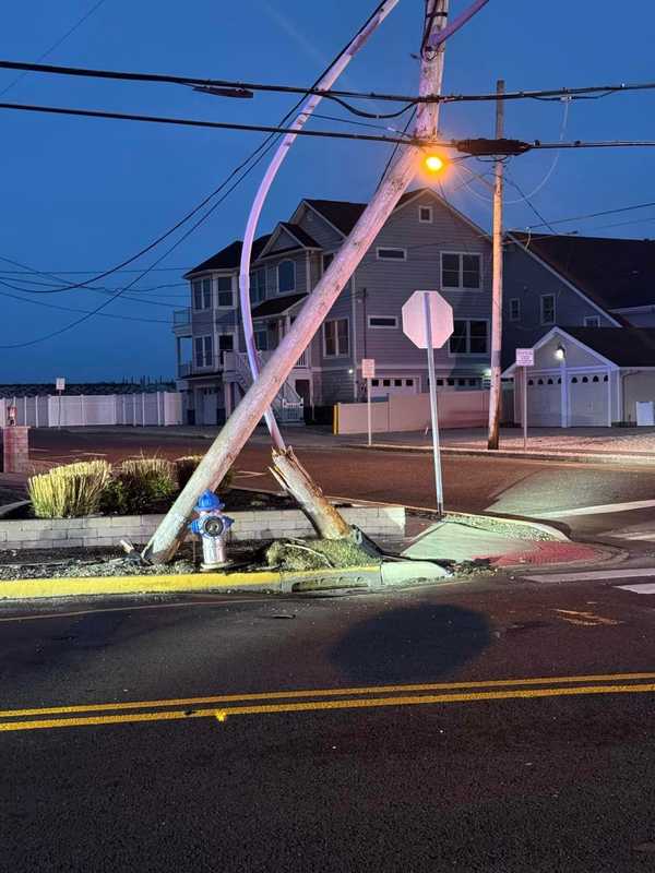 Early Morning Crash Injures Person, Snaps Utility Pole Along Jersey Shore Beachfront