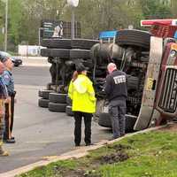 <p>The driver climbed out after the crash on Route 17 in Mahwah.</p>