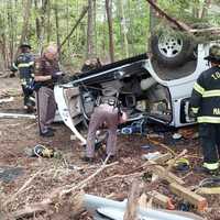 <p>The driver was airlifted to an area hospital following the crash in Charles County.&nbsp;</p>